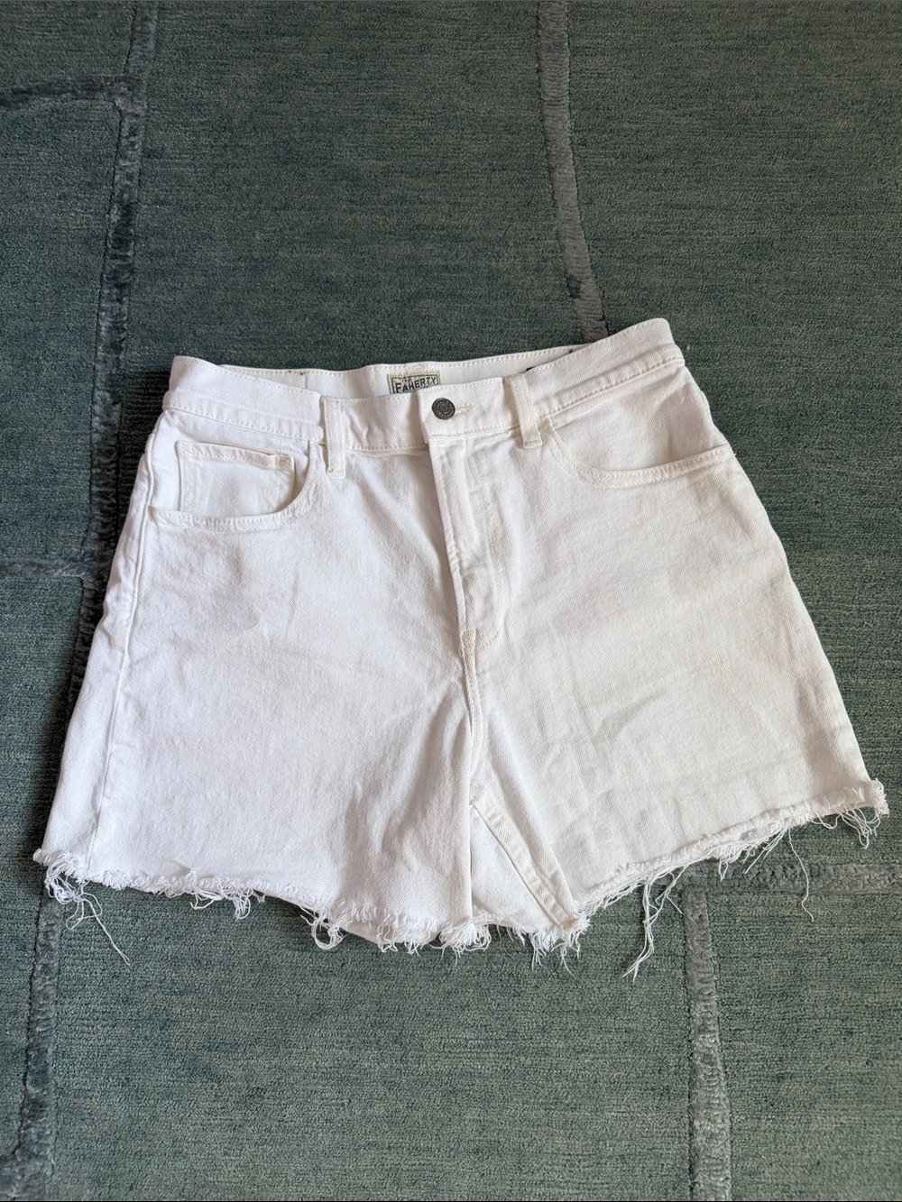 Faherty White Denim Shorts, raw edge, Size 28